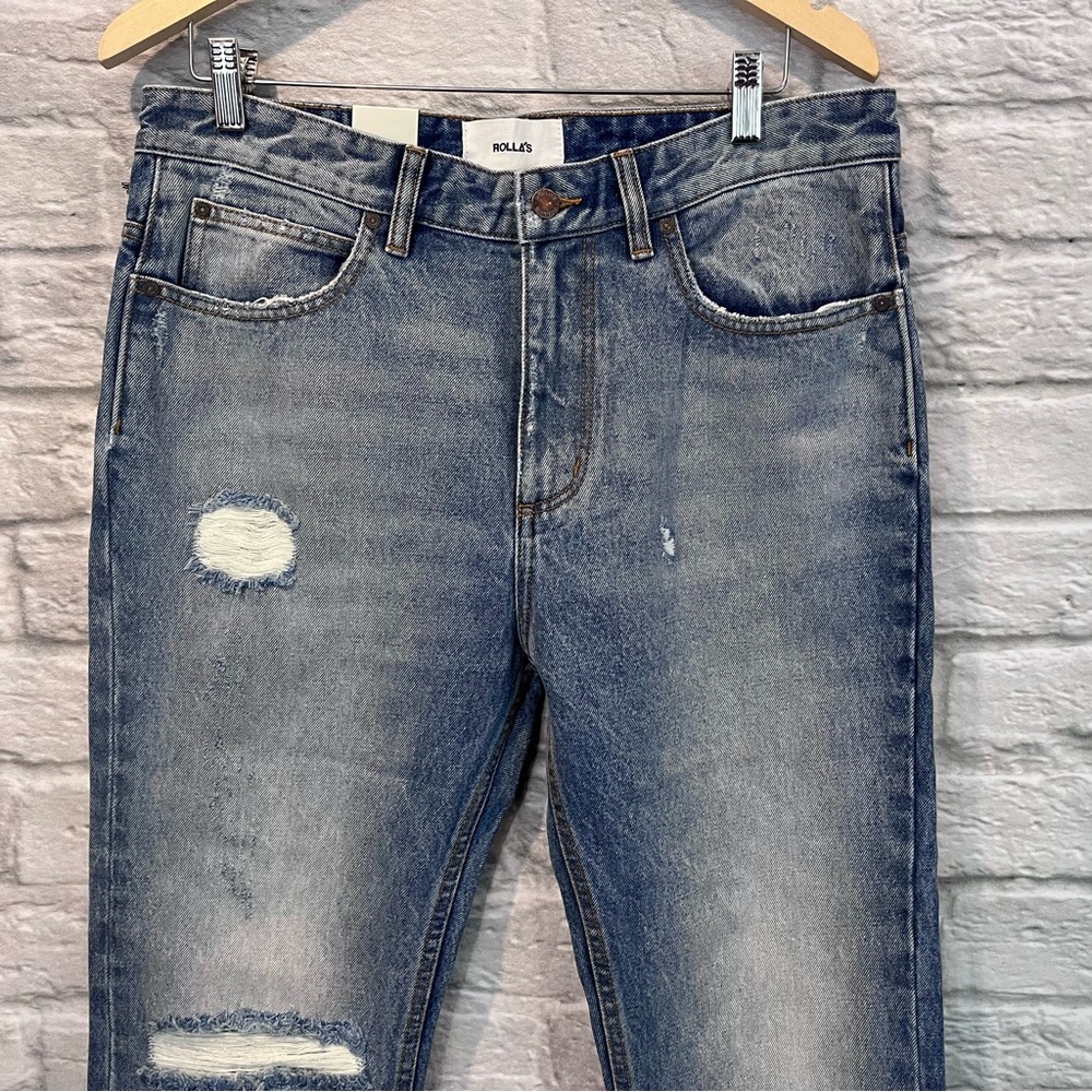 NWT ROLLA’S 34x25” STUBS Slim Short Leg - Stoned Rip Jeans (SAMPLE) - Picture 3 of 12